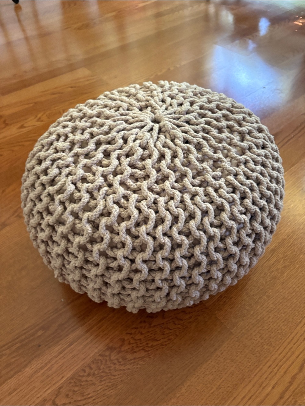 Chunky Handmade Knitted Pouf in Blush
